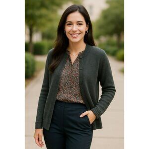 MonRepos Alpaca Cardigan Peru Sweater Womens Medium Dk Hunter Green